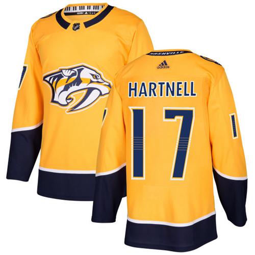 Adidas Men Nashville Predators #17 Scott Hartnell Yellow Home Authentic Stitched NHL Jersey->nashville predators->NHL Jersey